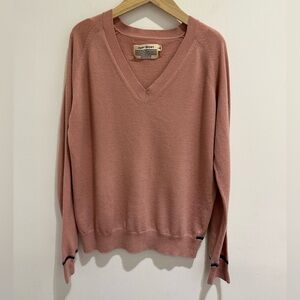 Tory Sport Dusty Pink V Neck Cashmere Sweater